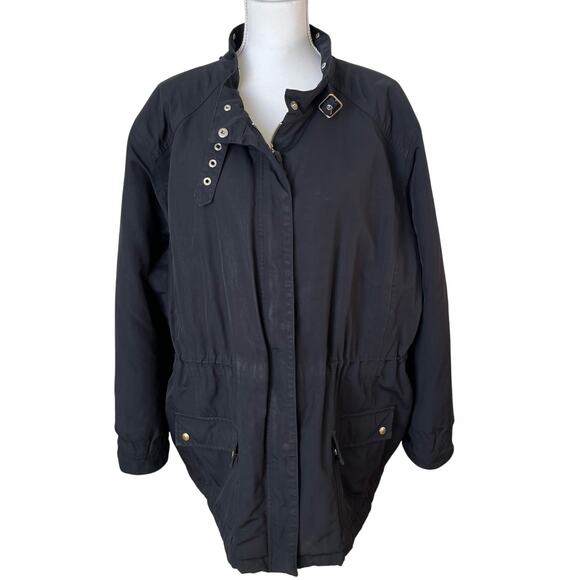Lands End Parka Womens Size 3X Plus Black Drawstring Waist Missing Hood Pockets - Picture 1 of 8